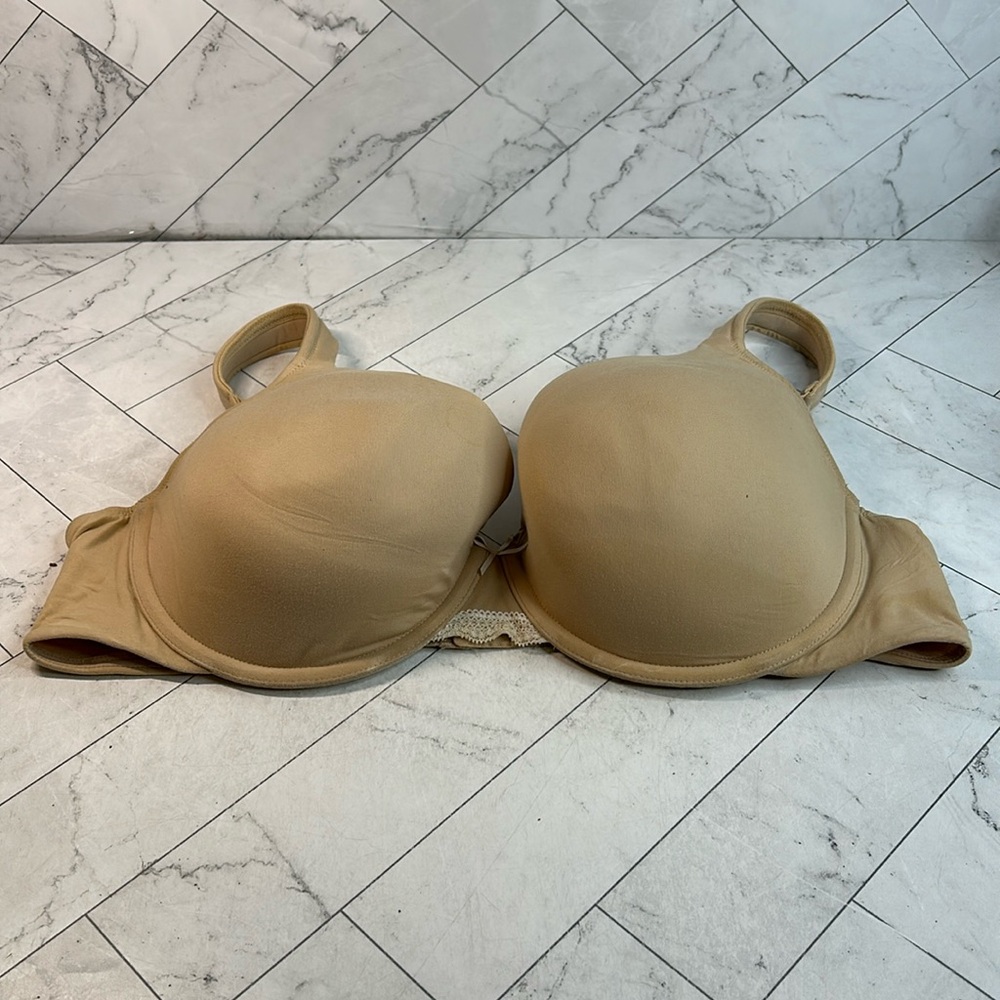 NWOT Cacique Lane Bryant Womans Bra Nude Lace Bow Full Coverage UNDERWIRE 42D